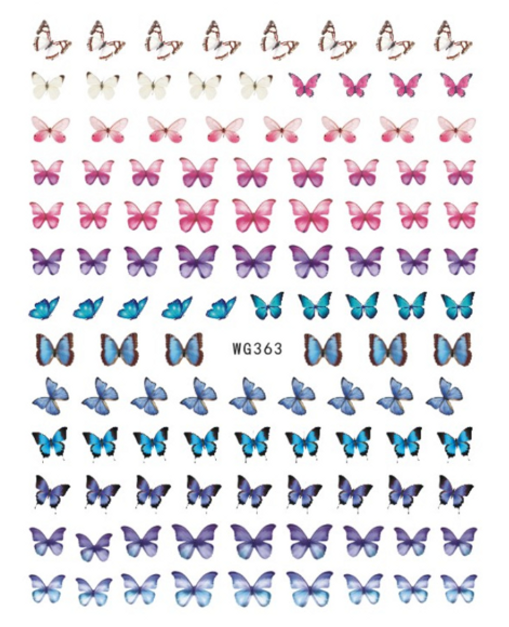 Blue Purple Butterfly Nail Art Water Decals