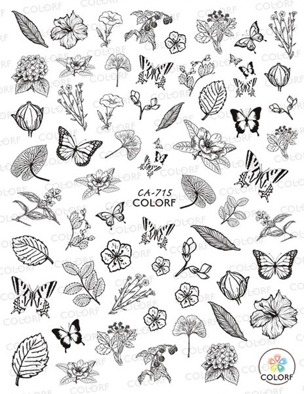 Black & White Spring Nail Art Stickers