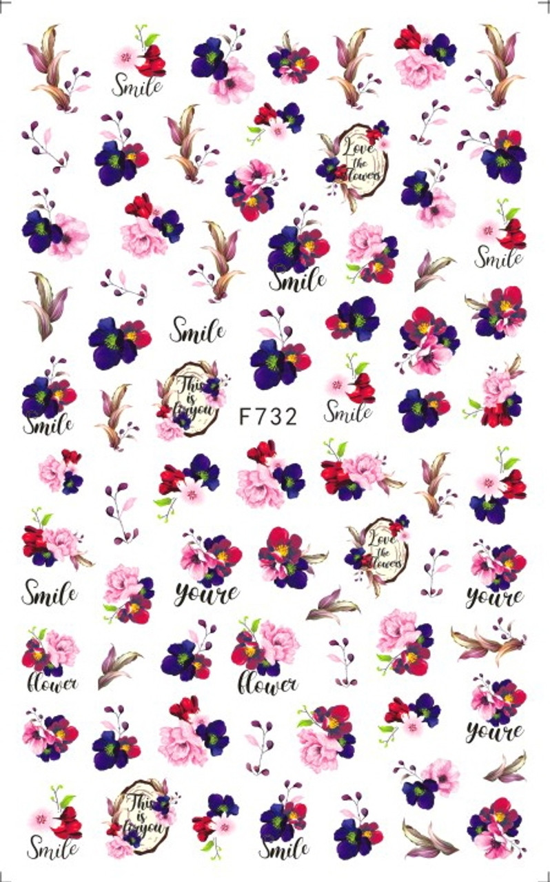 dark floral nail art stickers