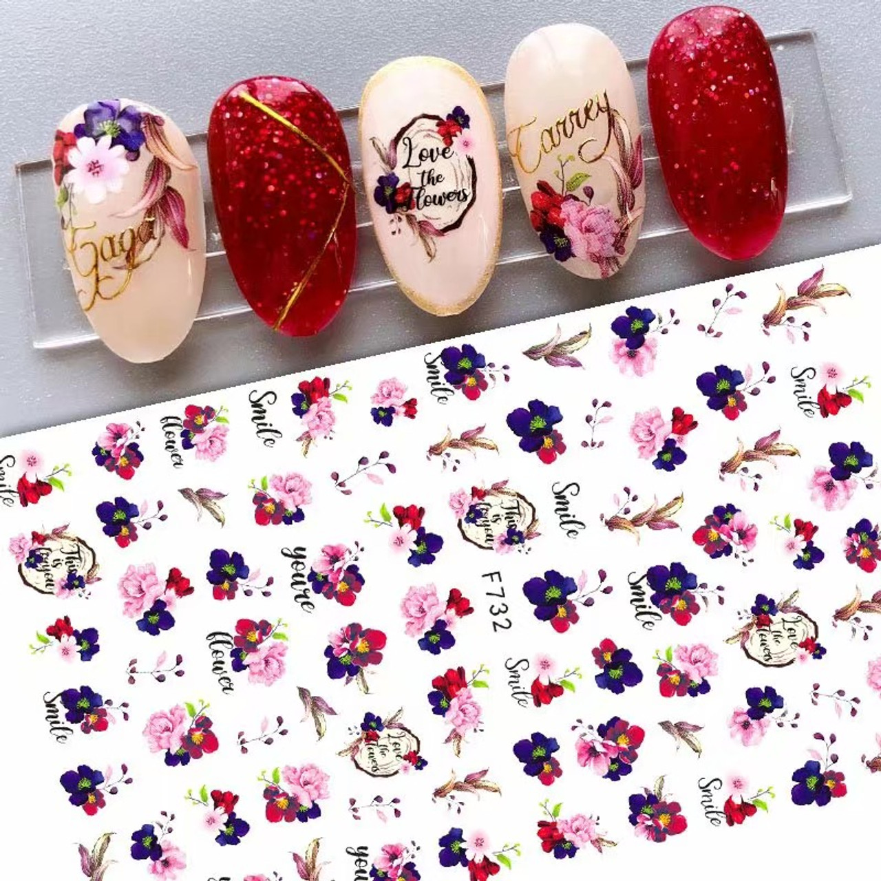 Nails Stickers Abstract Girl Women Ins Leaf Tree Flower Vitage Modern Nail  Decals DIY Nail Art Stickers Nail Stickers - AliExpress