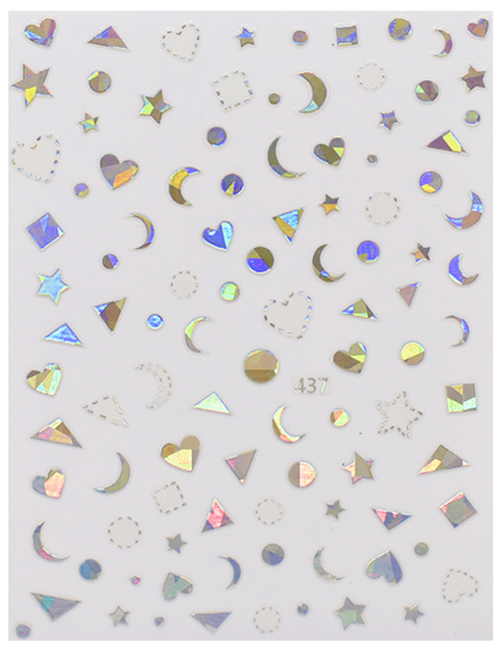 Holographic Gold & Silver Shapes Nail Art Stickers