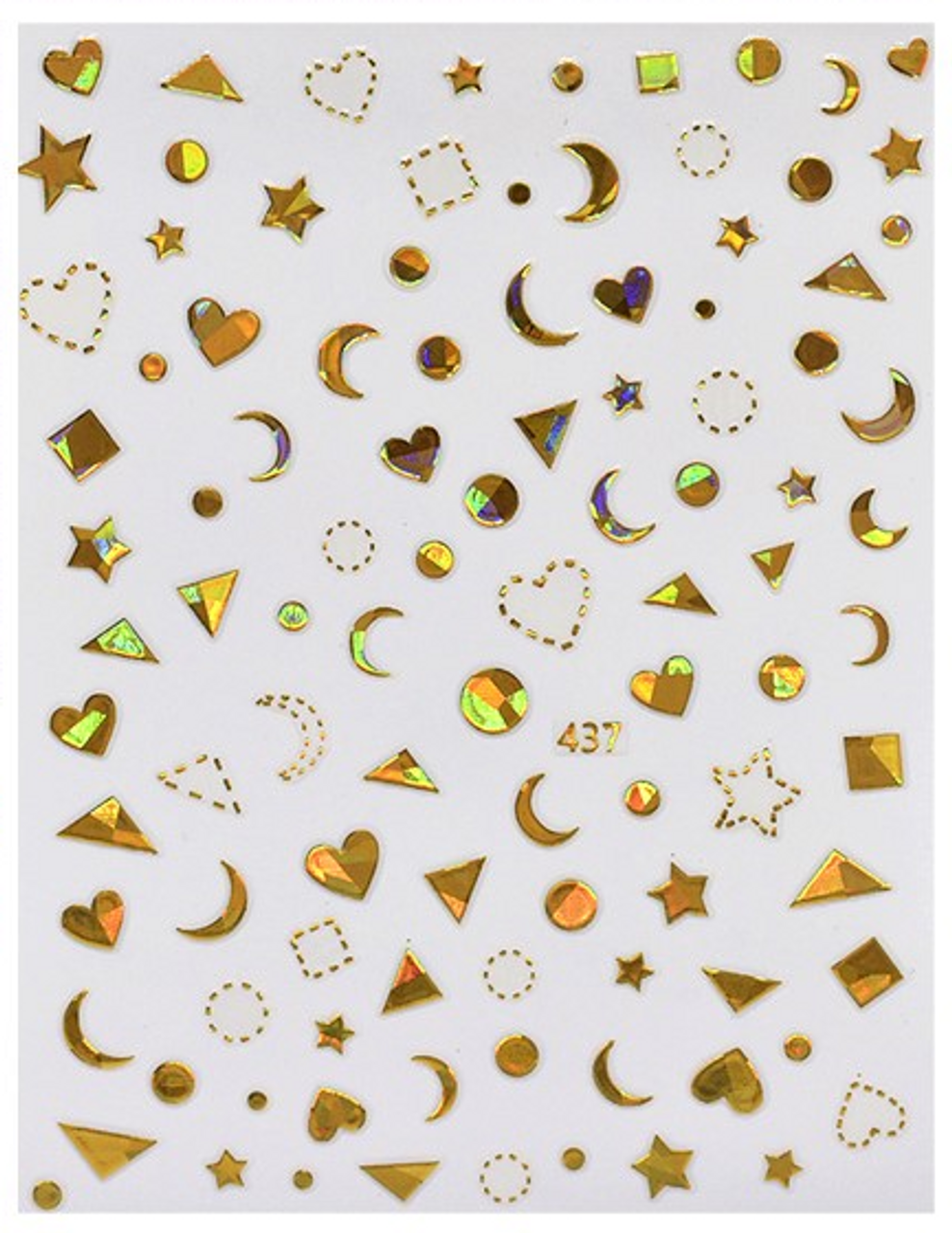 Holographic Gold & Silver Shapes Nail Art Stickers