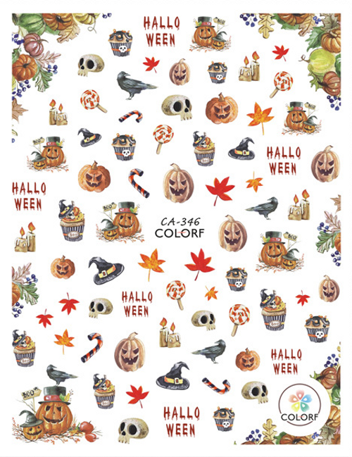 Pumpkin Halloween Nail Art Stickers ColorF CA-346