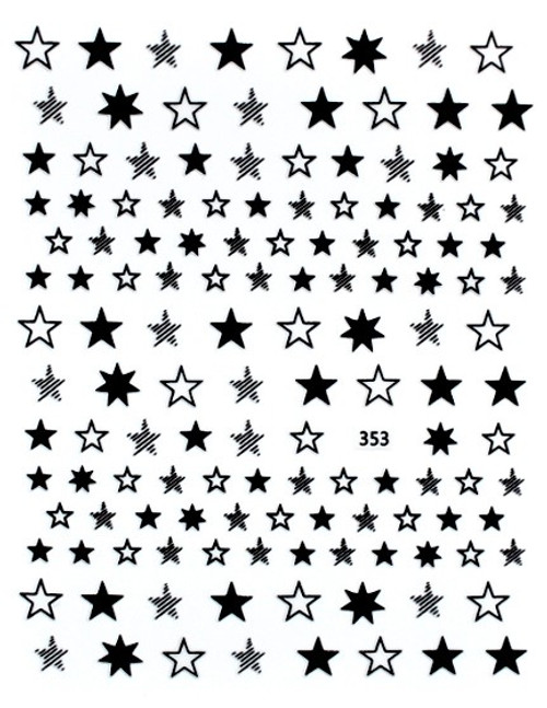 Black & White Stars Nail Art Stickers