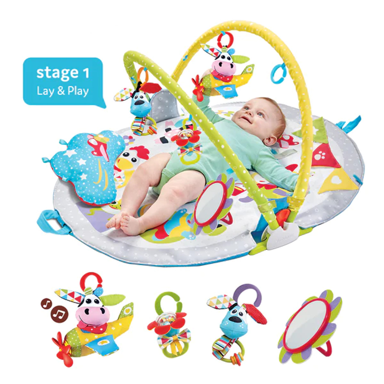 Yookidoo Baby Tummy Time Mat Newborn Musical Playmat & Outdoor Gym