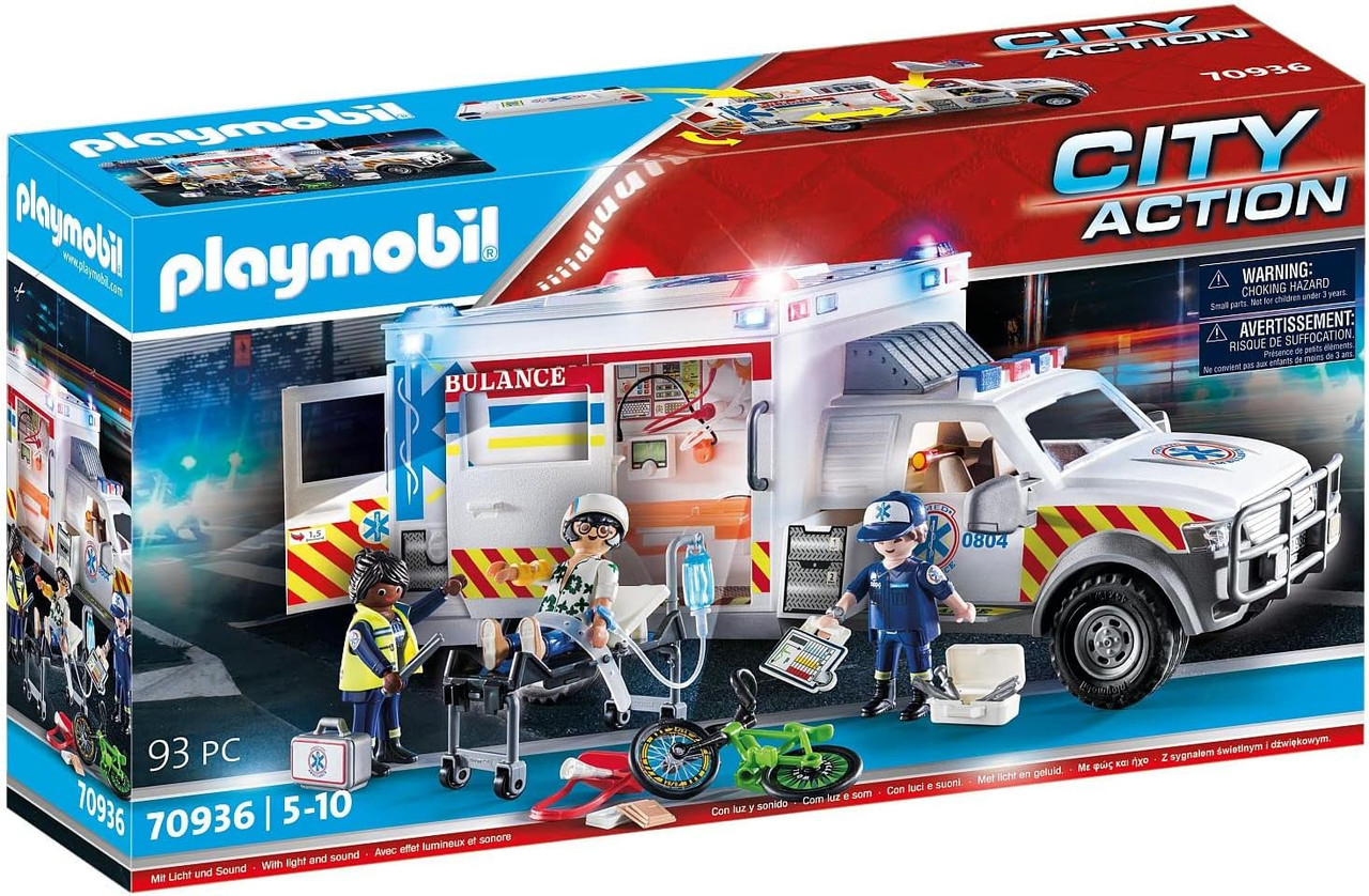 Playmobil Rescue Vehicles: Ambulance with Lights and Sound - The Fun Company