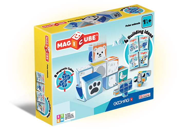 Geomag Magicube Magnetic Block Building Set, Polar Bears