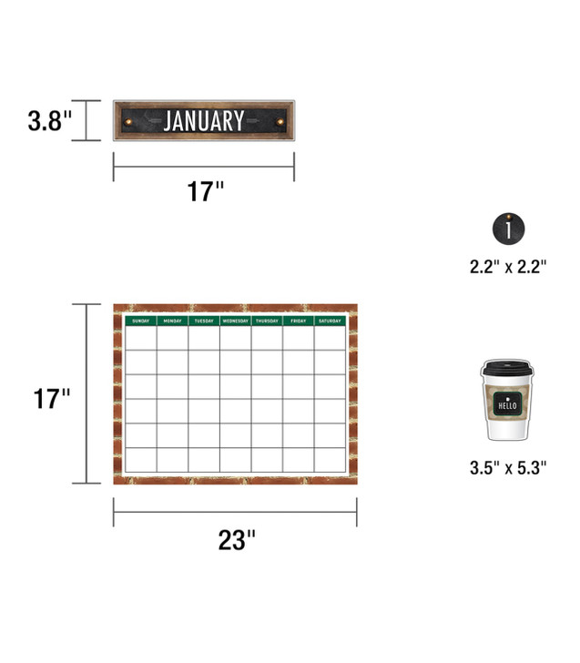 Industrial Cafe Calendar Bulletin Board Set