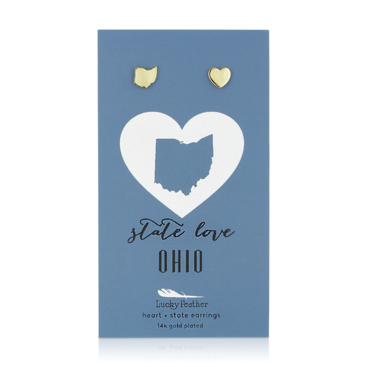 Gold State Love Earrings - Ohio