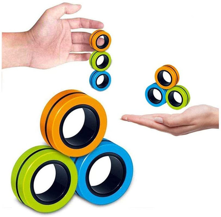 Amazon.com: 12Pcs Magnetic Rings Fidget Toys Pack, Magnets Finger Spinner  for ADHD Stress Relief, Tire Style Magical Fidget Rings for Training  Relieves Autism Anxiety, Great Idea Gift for Adults Teens Kids :