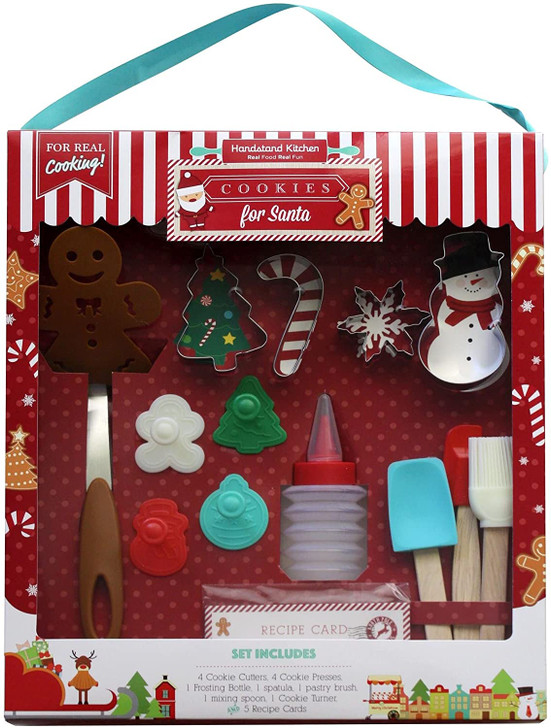 Handstand Kitchen 18-Piece Cookies for Santa Real Baking Set with Recipes for Kids