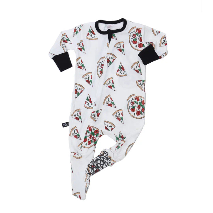 Peregrine Kidswear Hipster Pizza Bamboo Footed Sleeper, Size 0-3 Months