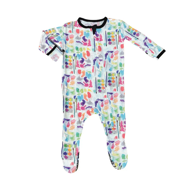 Peregrine Kidswear Watercolors Bamboo Footed Sleeper, Size 9-12 Months