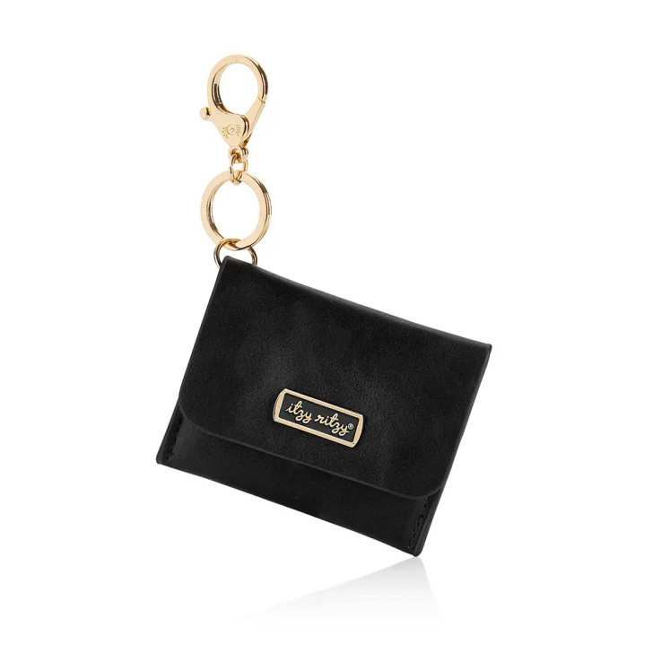 Black Itzy Mini Wallet Card Holder & Key Chain Charm