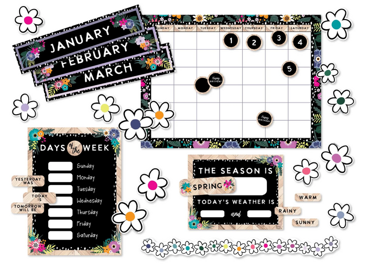 Midnight Meadow - Calendar Bulletin Board Set by Schoolgirl Style