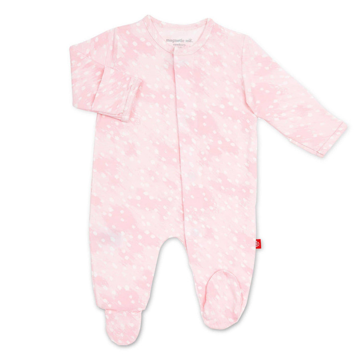 Magnetic Me Pink Doeskin Modal Magnetic Footie - Size 12-18 Months