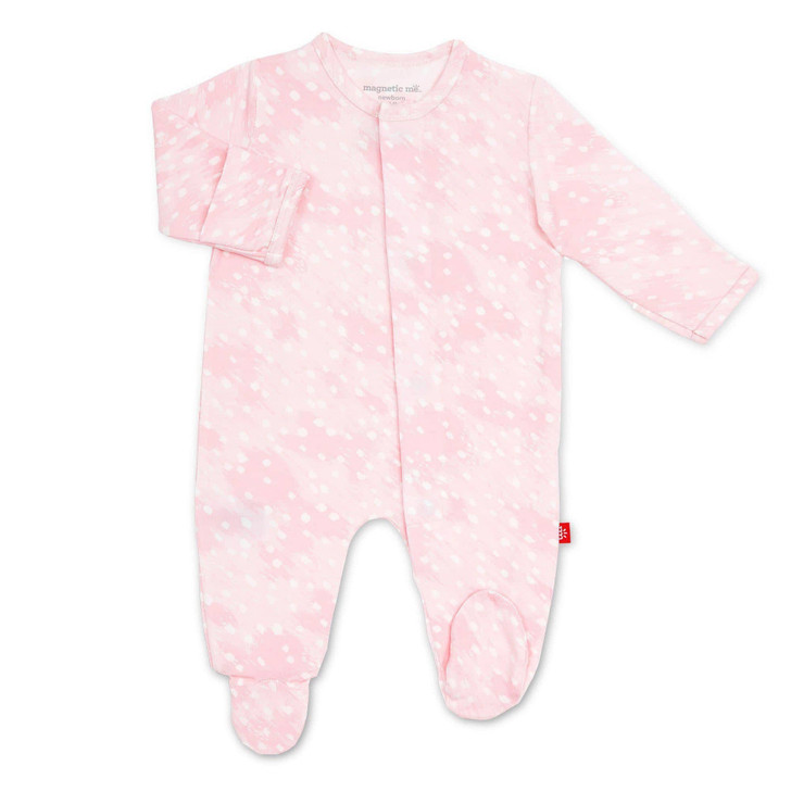 Magnetic Me Pink Doeskin Modal Magnetic Footie - Size 9-12 Months