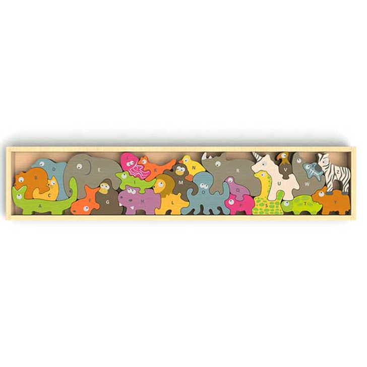 Begin Again Wooden Animal Parade Puzzle & Playset