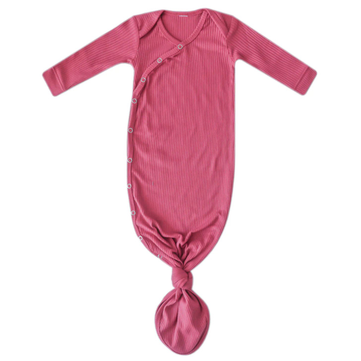Copper Pearl Berry Rib Knit Knotted Gown & Headband - Size Newborn