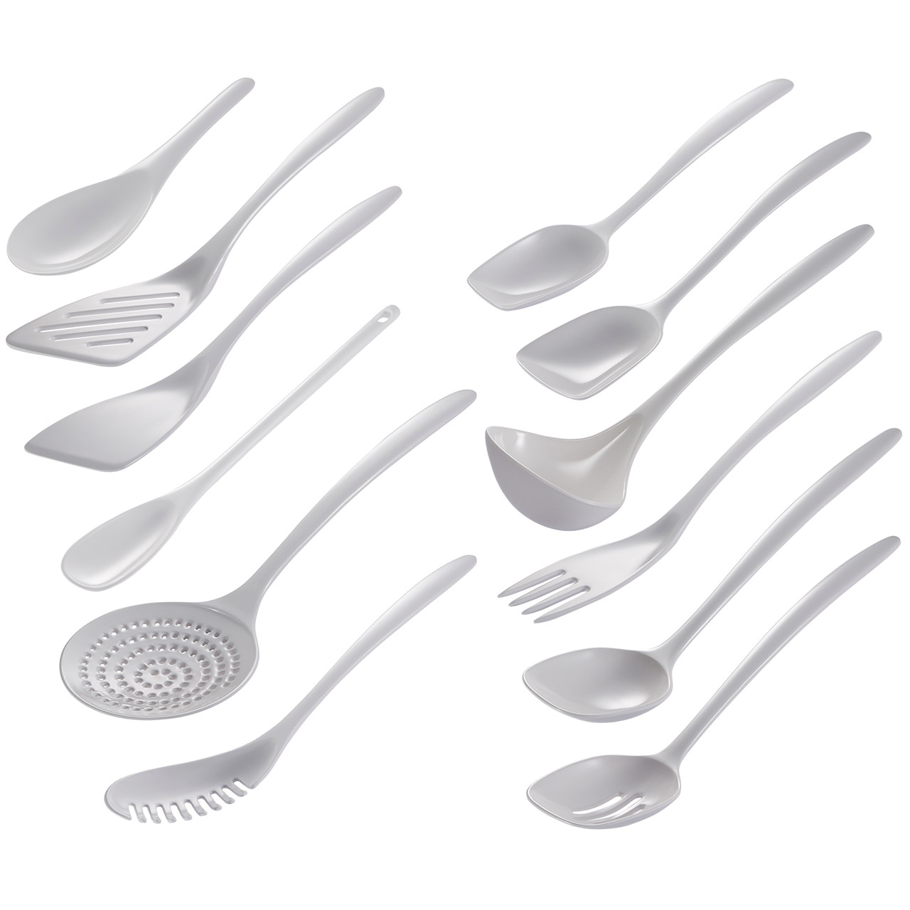 Hutzler Melamine Cooking Utensils and Crock Set, 6-pc, White