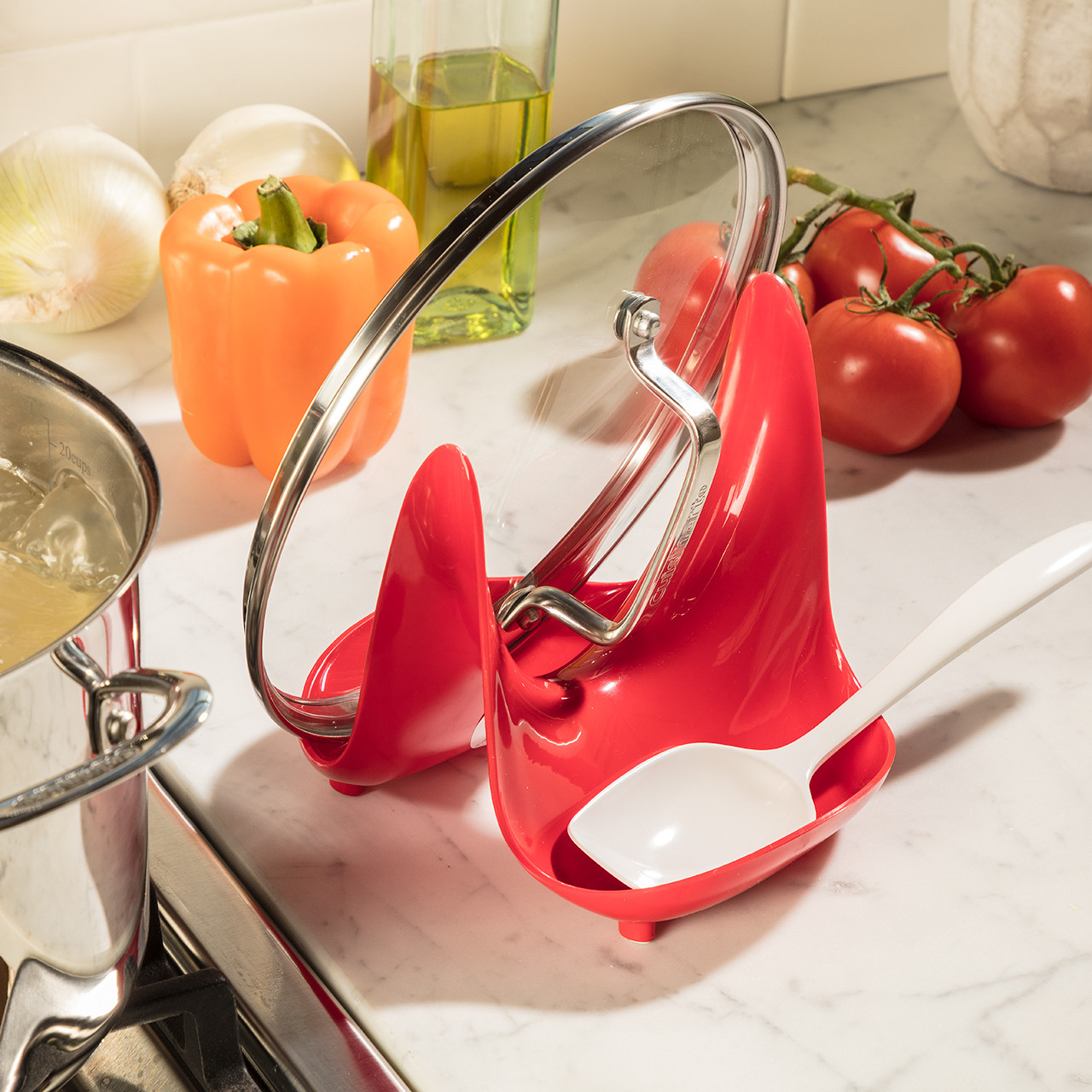 Pot Lid Stand with Spoon Rest - Pot Lid Holder