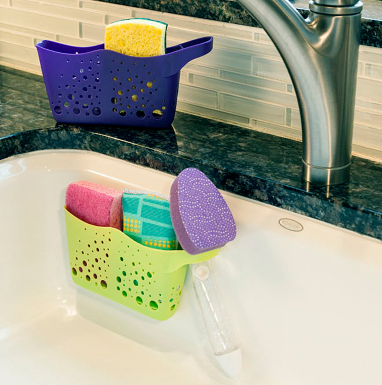 Spong Duo - Sponge Holder for 2 Sponges and Brush with Suction
