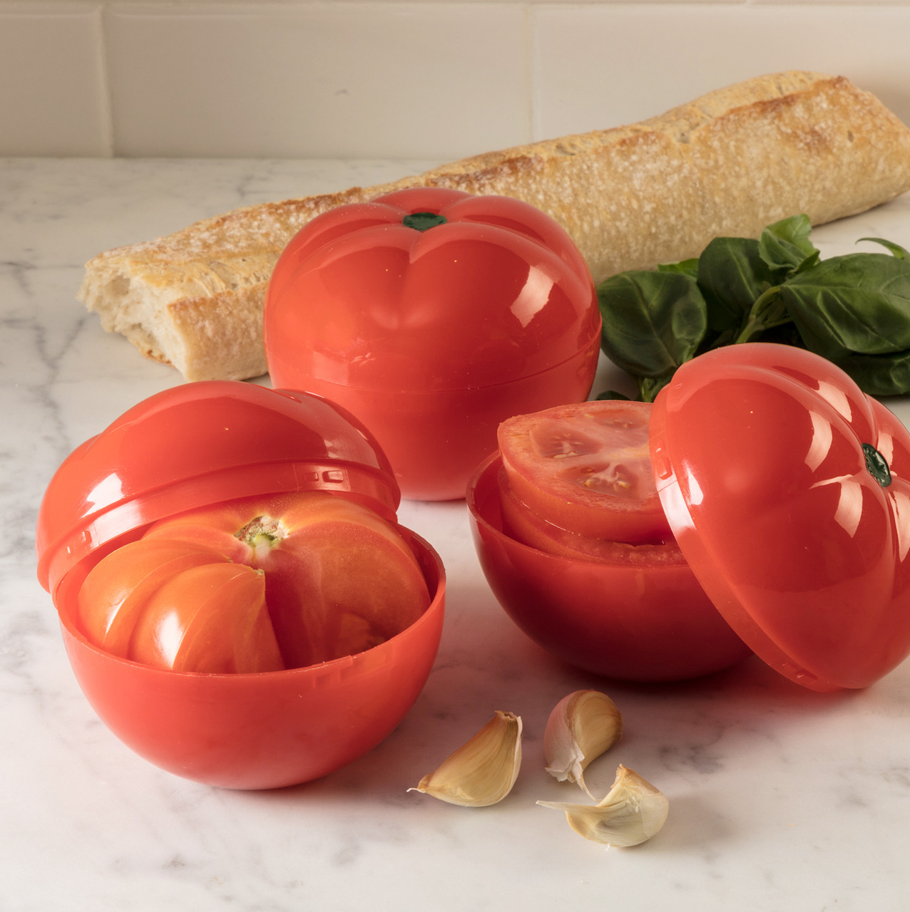 Hutzler 4-Piece Set Classic Food Savers (Onion Savers, Tomato Saver, Garlic Saver), Assorted