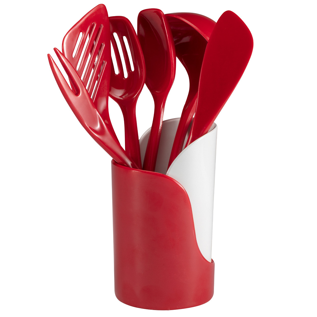 Hutzler Melamine Red Utensils and Crock (Set of 6) 3106-5RD - The Home Depot