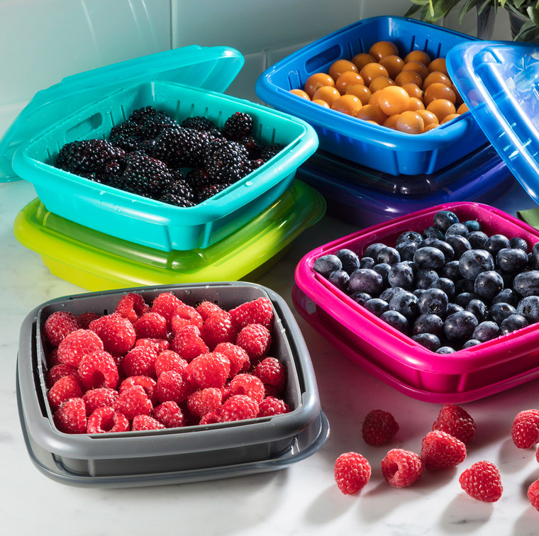 Bitty Berry Box with raspberries and blueberries