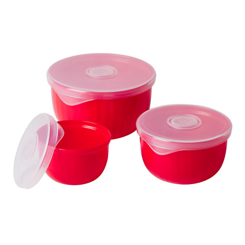 Hutzler Nesting Prep Bowl Set with Lids Red