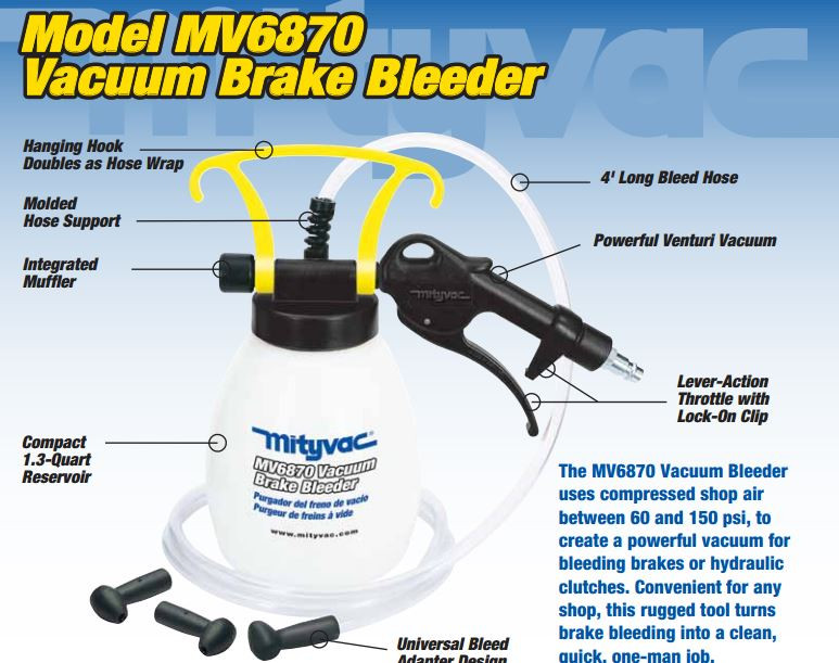MYMV7135 2.5L Vacuum Brake Bleed Kit Wise Auto Tools LLC