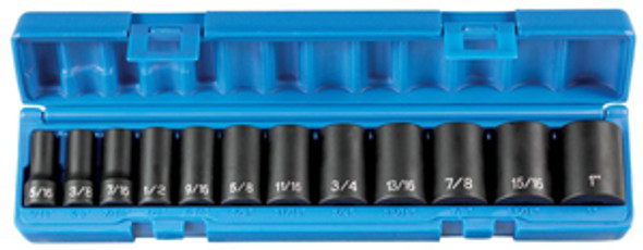 3/8" Drive 12 Piece Semi-Deep Impact Socket Set