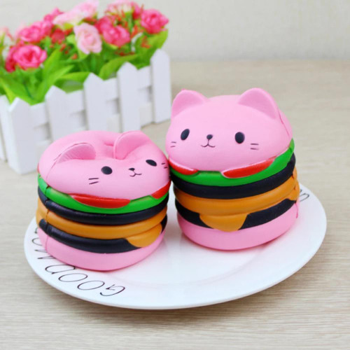 Kawaii Jumbo Cat Hamburger Squishy (Pink)