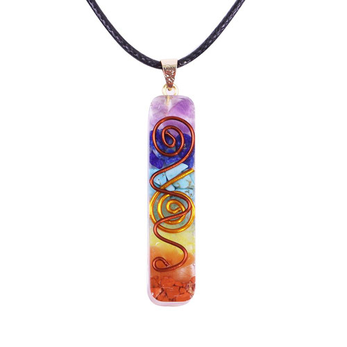 Orgonite Pendant 7 Chakra Energy Meditation Necklace Bar