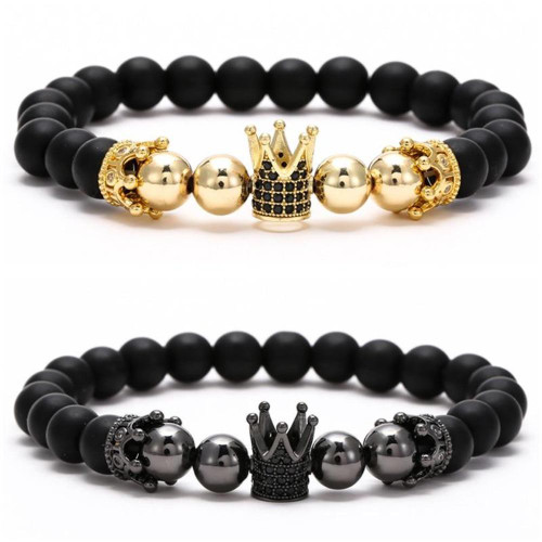 Skull, Knight or Crown King Bling Royal Ice Bead Unisex Bracelet (16 Designs) S-L