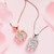 "Infinity" Metal Rose Jewelry Holder Optional Cubic Zirconia Necklace (Red or Blue Rose) Rose Gold or Silver Necklace