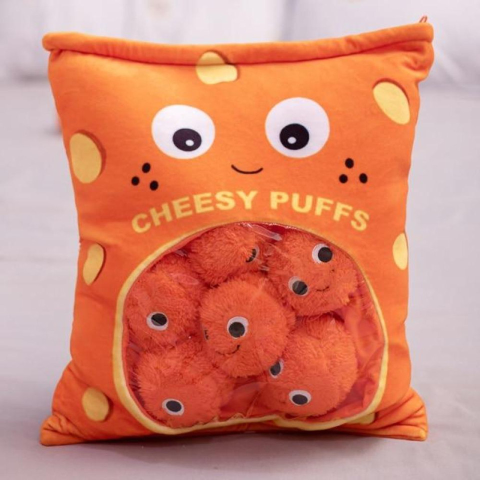 Cheetos Cheese Puffs Pillow Plush Bag Stuffed Toys Cheesy Snacks Smile