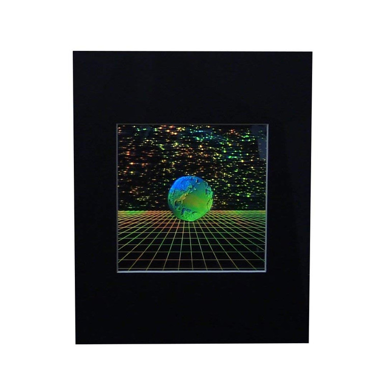 3D Earth with Grid Hologram Picture (MATTED), Collectible EMBOSSED Type Film