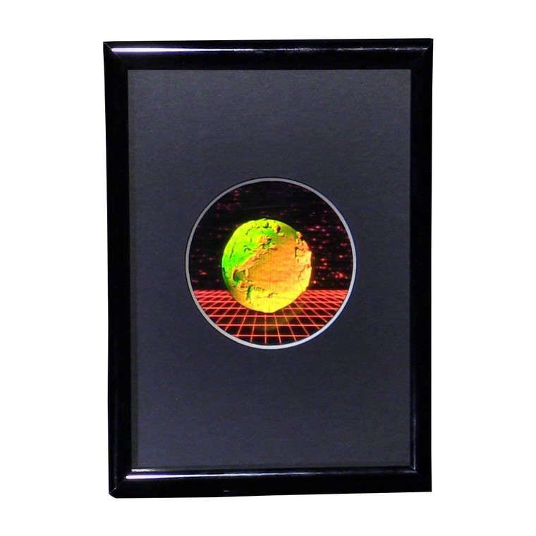 Earth With Grid Hologram Picture (FRAMED), 3D Embossed Type Hologram