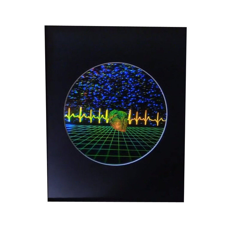 Heart w/ Heartline & Grid Large 3D Collectible Hologram Picture EMBOSSED Matted