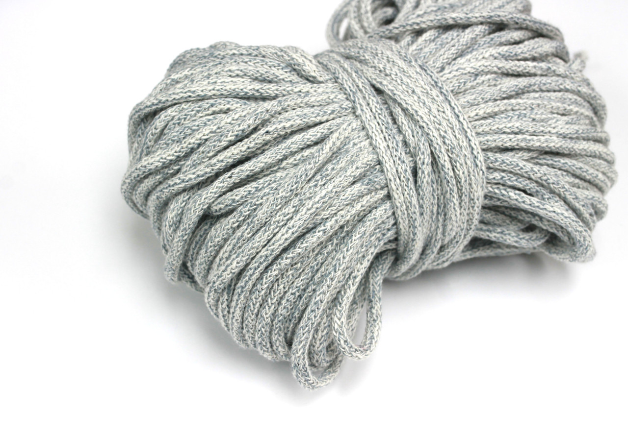 Mist Blue Melange - Drawstring Cord - 100% cotton - By The Yard