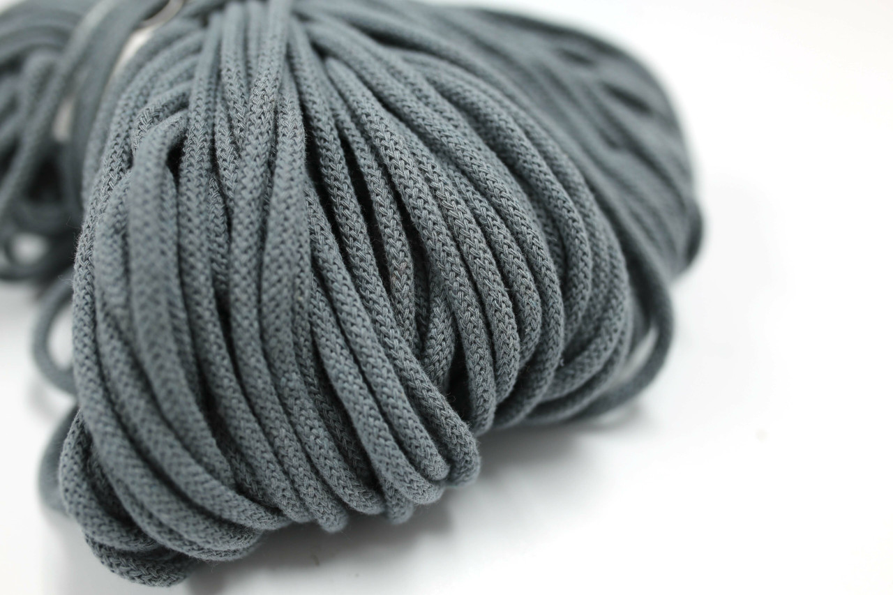 Steel - Drawstring Cord - 100% cotton - By The Yard - Think It Fabrics