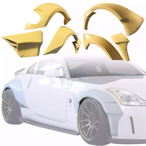 ModeloDrive FRP SDAS Wide Body Fender Flares Set 8pc > Nissan 350Z Z33 2003-2005 - image 1