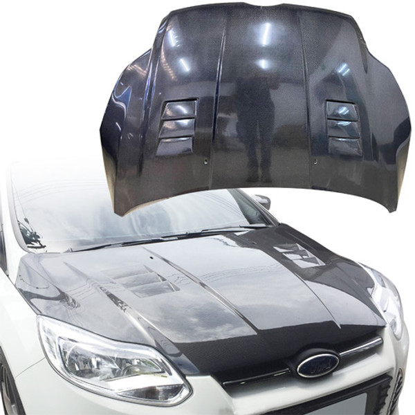 ModeloDrive Carbon Fiber KR Vented Hood > Ford Focus 2012-2014 - image 1
