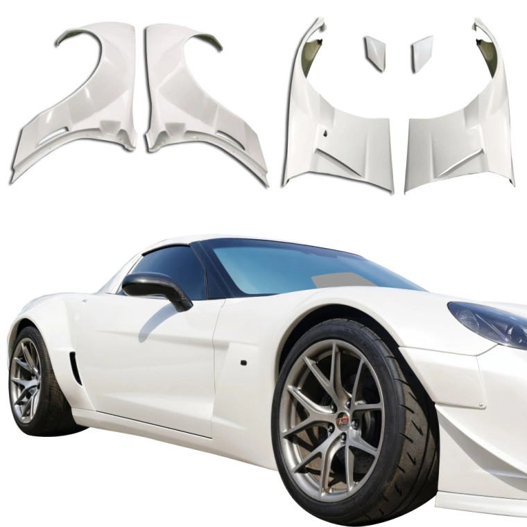 FRP GT3-XL Wide Body Fender Set 6pc > Chevrolet Corvette (C6) 05
