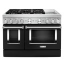 KitchenAid® 48'' Smart Commercial-Style Dual Fuel Range with Griddle KFDC558JBK