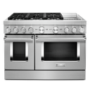 KitchenAid® 48'' Smart Commercial-Style Dual Fuel Range with Griddle KFDC558JSS