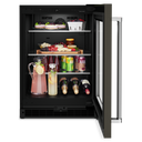 Kitchenaid® 24 Undercounter Refrigerator with Glass Door and Shelves with Metallic Accents and PrintShield™ Finish KURR314KBS