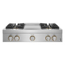 Jennair® 36" RISE™ Gas Professional-Style Rangetop with Chrome-Infused Griddle JGCP536HL