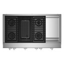 Jennair® 48" NOIR™ Gas Professional-Style Rangetop with Chrome-Infused Griddle and Gas Grill JGCP748HM Jennair® 48" NOIR™ Gas Professional-Style Rangetop with Chrome-Infused Griddle and Gas Grill JGCP748HM